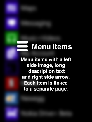 Mobile – Menu Items